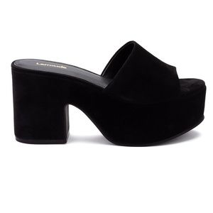 Larroude Miso Black Suede Platform Sandals Size 35